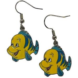The Little Mermaid Flounder metal earrings NEW